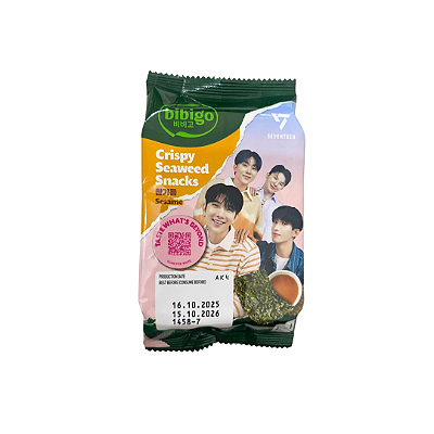 Snack Alga Marinha Sabor Original Sesame Bibigo 5g - Edição Especial Seventeen