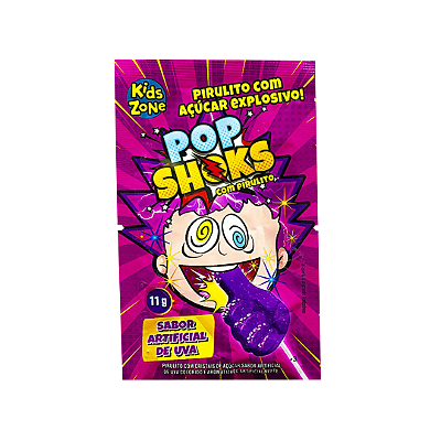 Pirulito Pop Shoks Kids Zone Sabor Uva 11g
