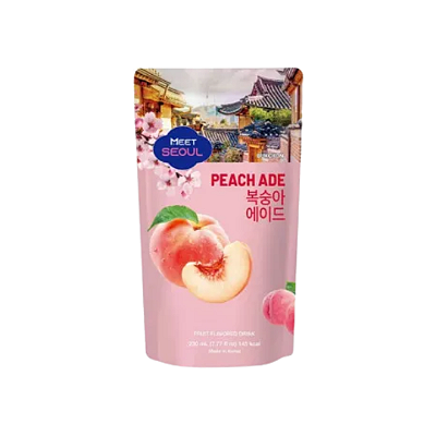 Bebida Coreana Suco Refresco Meet Seoul Sabor Pêssego Saquinho Sachê 230ML