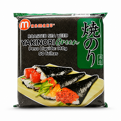 Alga Nori Green Manmaru para Sushi e Temaki 50 Folhas 140g