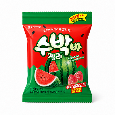 Bala de Goma Jellycious Melancia Coreana Lotte 56g