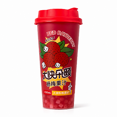 Bebida com Nata de Coco Sabor Bayberry Suco no Copo Importado 630ml