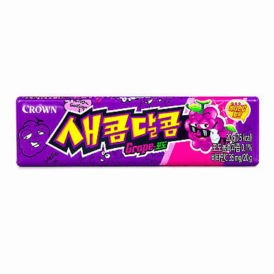 Bala Mastigável Coreana Sabor Uva Crown 29g