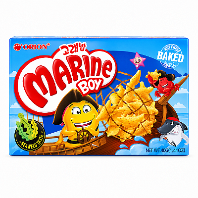 Salgadinho Coreano Assado Marine Boy Orion 40g Sabor Alga