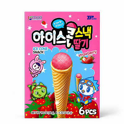 Biscoito Cone Morango Raon Ice Cone Snack 54g