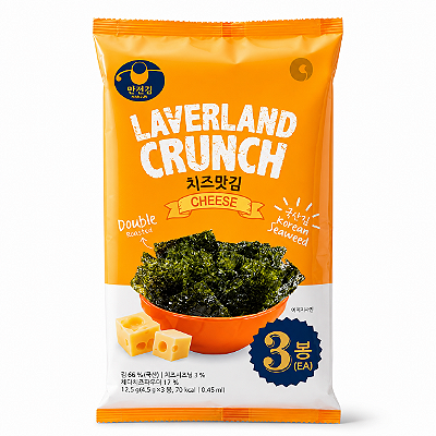 Alga Snack Coreano Laverland Crunch Sabor Queijo 4,5g x 3