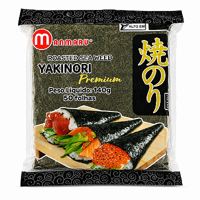 Alga Nori Premium Manmaru para Sushi 50 Folhas 140g
