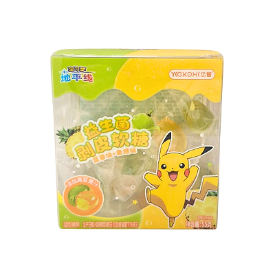 Bala Descascável Pikachu Abacaxi e Uva Verde com Probióticos 55g