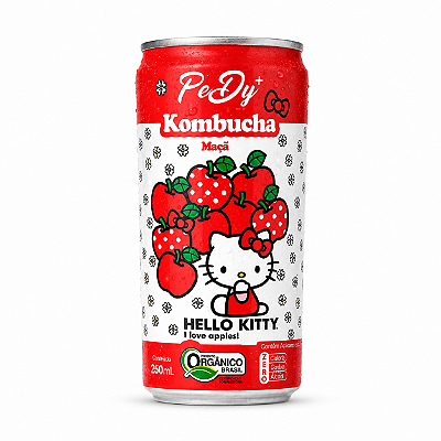 Kombucha Hello Kitty Maçã 260ml Zero Açúcar com Vitaminas
