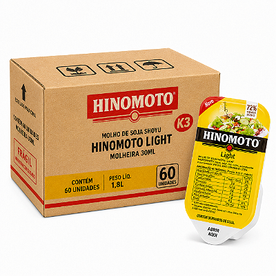 Molho de Soja Shoyu Hinomoto Light Molheira 30ml – Caixa com 60 Unidades