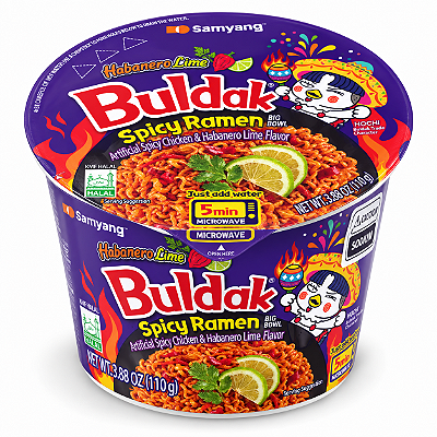 Lamen Buldak Big Bowl Spicy Ramen Pimenta Habanero e Limão 110g