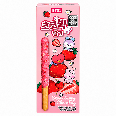 Biscoito Coreano em Palito Coberto de Morango BT21 Strawberry Chocobig 57g
