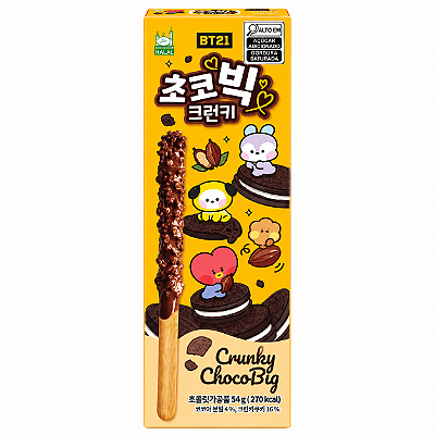 Biscoito Coreano em Palitos Coberto de Chocolate Crocante BT21 Cruncky Chocobig 54g