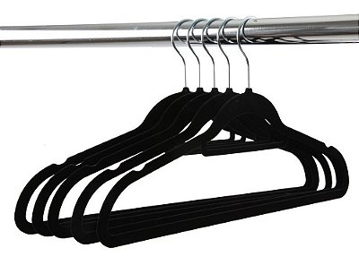 Cabide De Veludo Preto 1 UN Veludo Casual Home