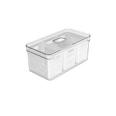 Organizador De Geladeira 5l Com 3 Cestos Alimentos Vegetal