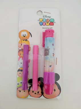 Borracha com refil Disney Tsum personagens (Mickey. Minnie, Frozen)