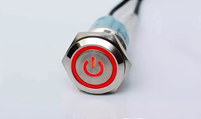 Botão Liga/desliga Led 12-24v Metal Inox 16mm - Vermelho