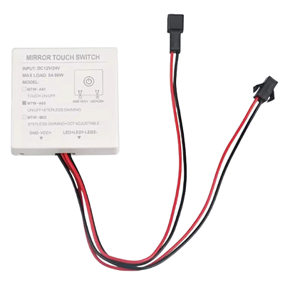 SENSOR TOUCH PARA ESPELHO COM LED DE 5V A 24V 5A MODELO C LIGA DESLIGA DIMMER E 2 FITAS DE LED