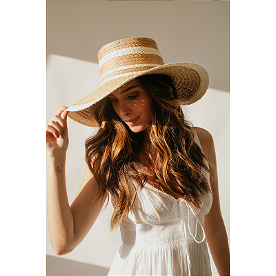 Chapéu Fedora Abas Maleáveis Caramelo e Off White