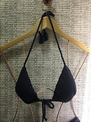 Top Cortininha Blue Animal Print com Bojo Removível e Cordinhas Entrelaçadas UVTRIBE