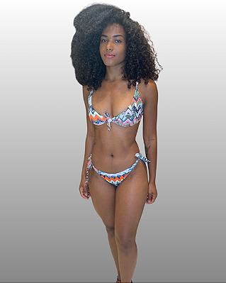 Top de Lacinho na Frente e Bojo Removível de Estampa GEOMÉTRICA ABSTRATA UVTRIBE