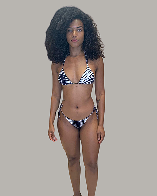 TANGA Cortininha de Amarrar Ripple Estampa Animal Print Zebra UVTRIBE