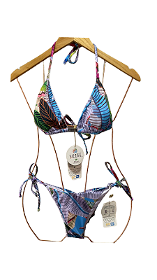 Top Cortininha Estampa Folhas Tons Lilas UVTRIBE