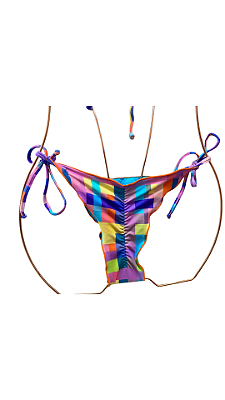 TANGA cortininha com fru fru colorido quadriculado
