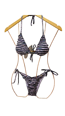 Top Cortininha com fru fru quadriculado lilas UVTRIBE