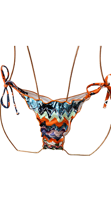 TANGA cortininha com fru fru estampa geometrica abstrata UVTRIBE