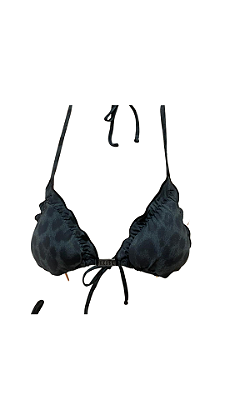 Top Cortininha com fru fru verde animal print UVTRIBE