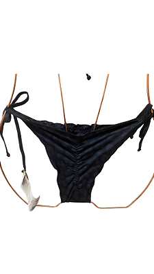 TANGA cortininha com fru fru preto animal print UVTRIBE