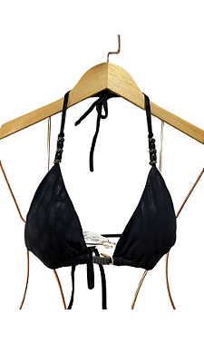 Top Cortininha animal print preto com pedraria UVTRIBE