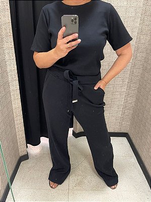 Conjunto em viscose canelada Preto