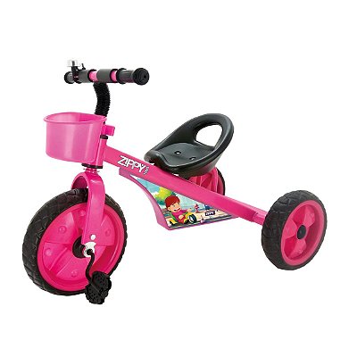 Triciclo Infantil Com Cestinha + Buzina - Rosa - 7628 - Zippy Toys