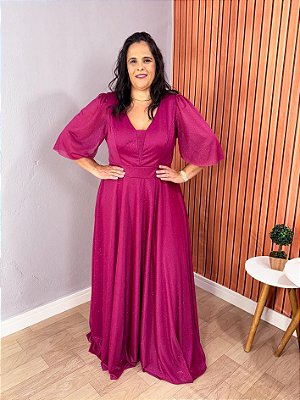 VESTIDO FESTA NÁTALI PLUS FÚCSIA