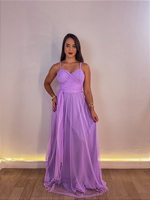 VESTIDO FESTA AURORA SLIM LAVANDA MULTIAMARRAÇÕES