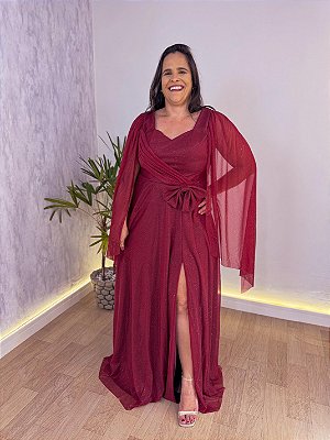 VESTIDO FESTA PAULA PLUS MARSALA