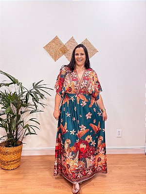 VESTIDO LONGO FLUITY C/ MANGAS PLUS BELA