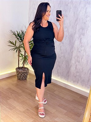 VESTIDO CANELADO `NÓ`PLUS