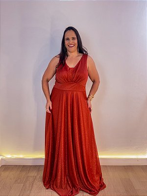 VESTIDO FESTA RAIANE PLUS SIZE TERRACOTA