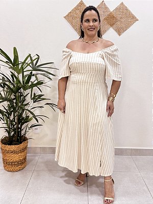 VESTIDO MIDI BRENDA MANGUINHA PLUS SIZE