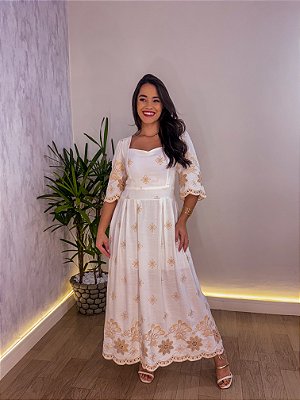 VESTIDO MIDI LILIANE BORDADO SLIM