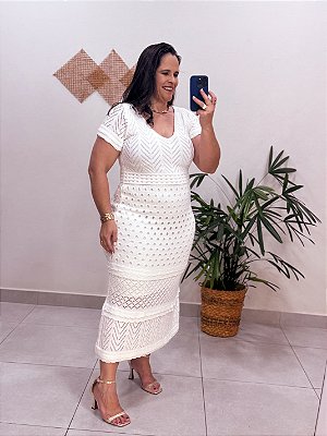 VESTIDO MIDI TRICOT MANGA PLUS