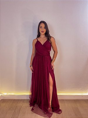 VESTIDO FESTA LORRAINE SLIM MARSALA