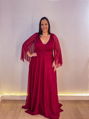 VESTIDO FESTA SAMIRA PLUS MARSALA