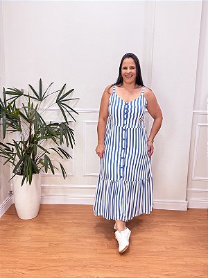 VESTIDO MIDI MARIANA LISTRADO PLUS