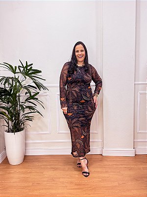 VESTIDO TULE MANGA LONGA PLUS