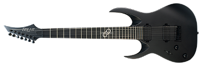 Guitarra elétrica 7 cordas Solar A2.7C LH canhota preto carbono fosco