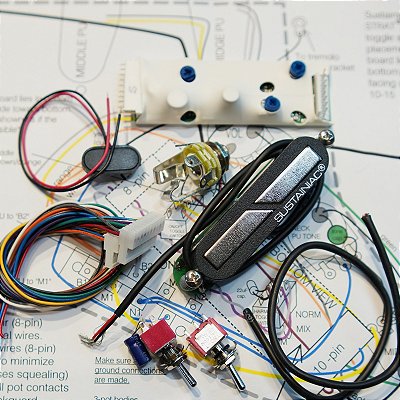 Captador Sustainiac single 6 cordas p/ uso com cap da ponte passivo